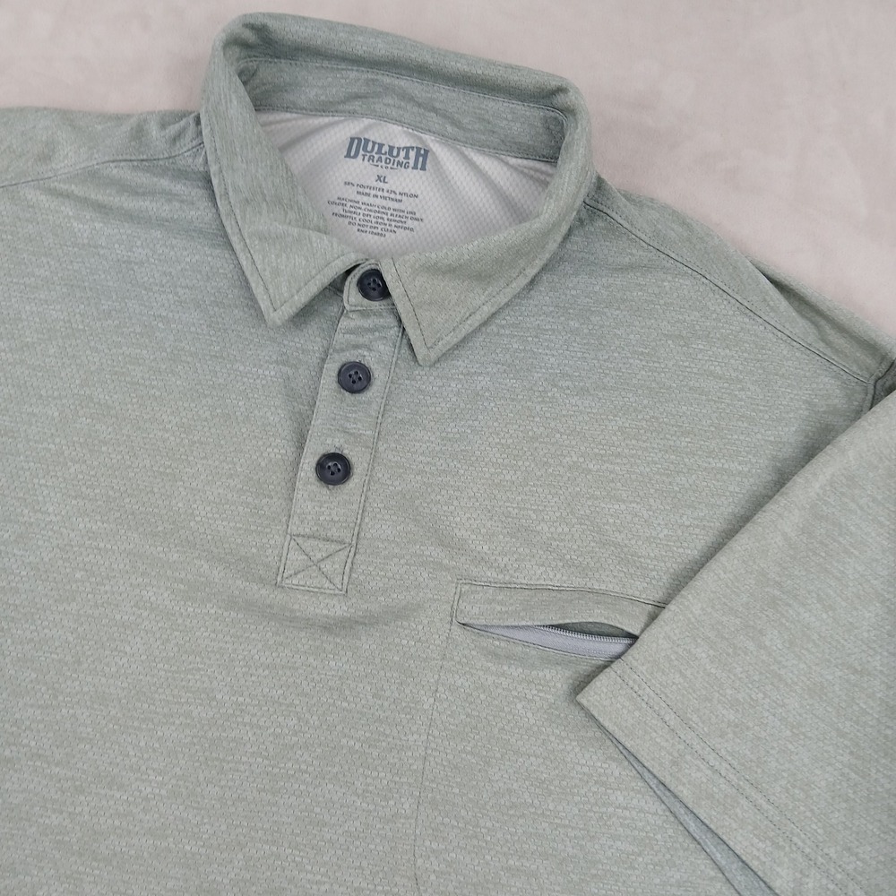 Duluth Trading XL Mens Polo Shirt Nylon Blend Stretch Green 25x30